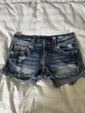 Miss Me Midnight Blue Ripped Denim Cutoff Shorts